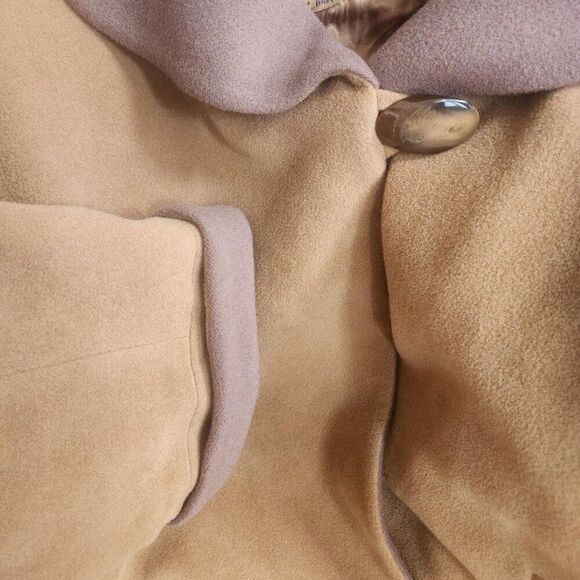 Vintage Bella Bicchi Fur Collar Swing Coat Womens M Brown Cashmere Wool - Picture 12 of 12